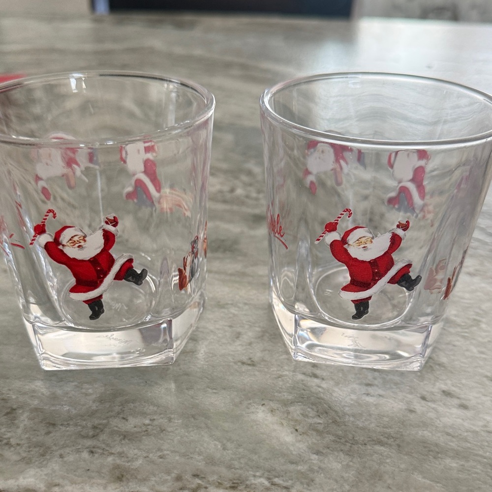 Festive Santa Whiskey Glasses about 10oz